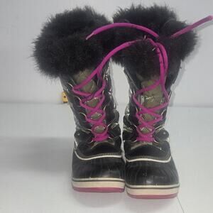 Women's Black and Pink Winter Boots